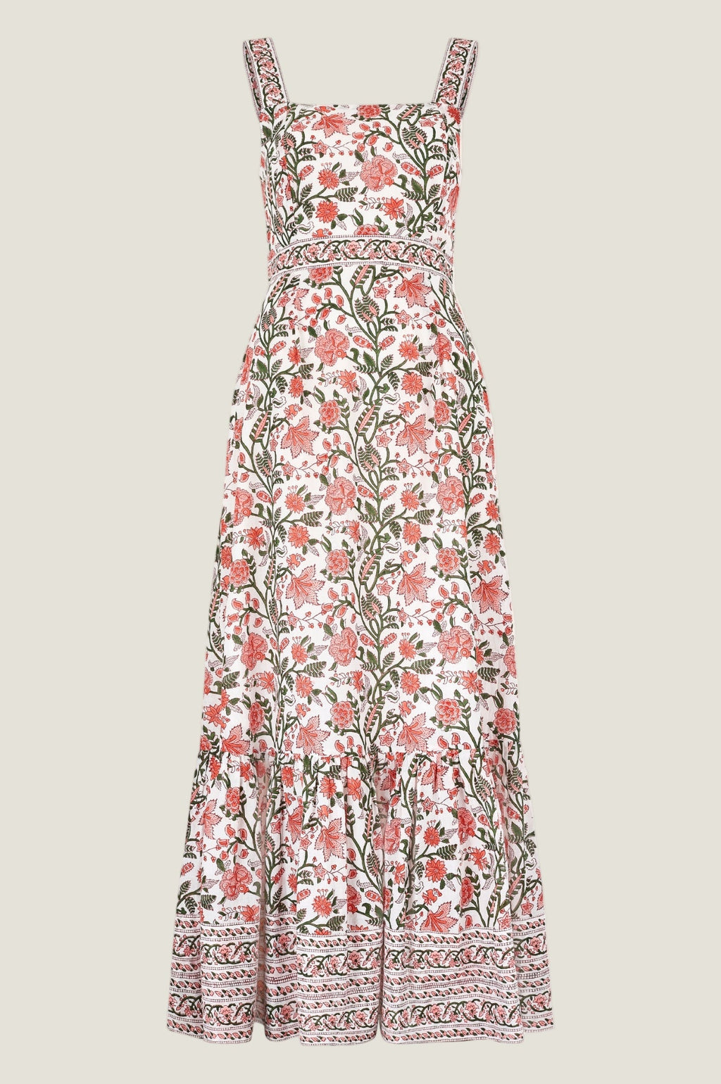 Aurelia Organic Cotton Block Print Dress | Gardenia Pink/Green
