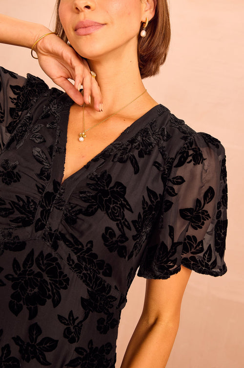 Anais Devore Dress | Black