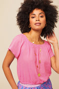 Ilana Frill Organic Cotton Gauze Top | Light Pink