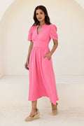 Esha Organic Cotton Cheesecloth Dress | Pink