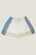 Kikoy Short Shorts | White/Turquoise