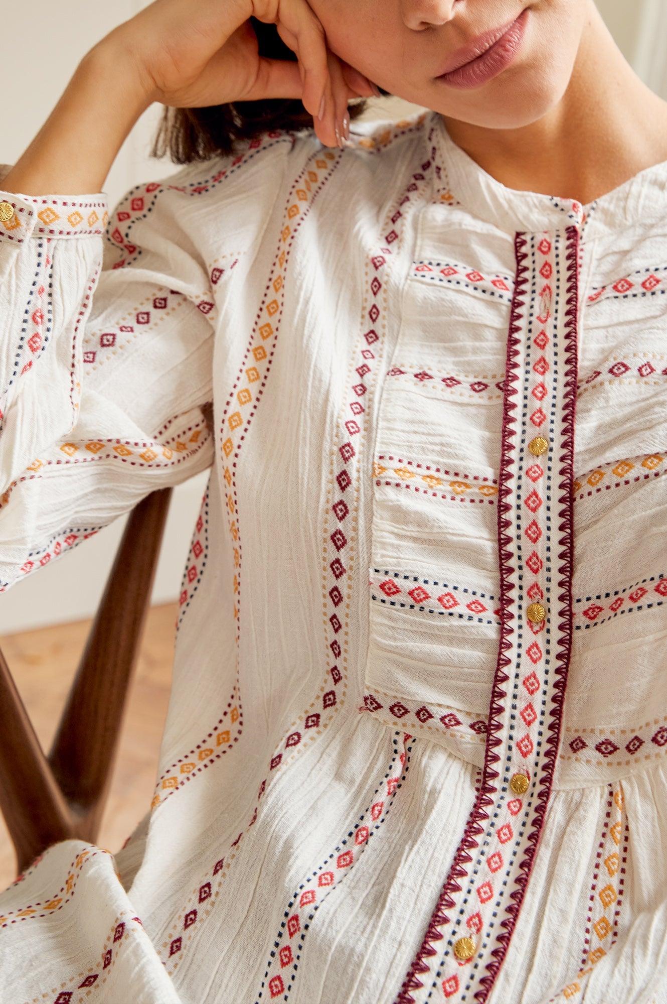 MOLIIN Karena Embroidered Shirt | Cream