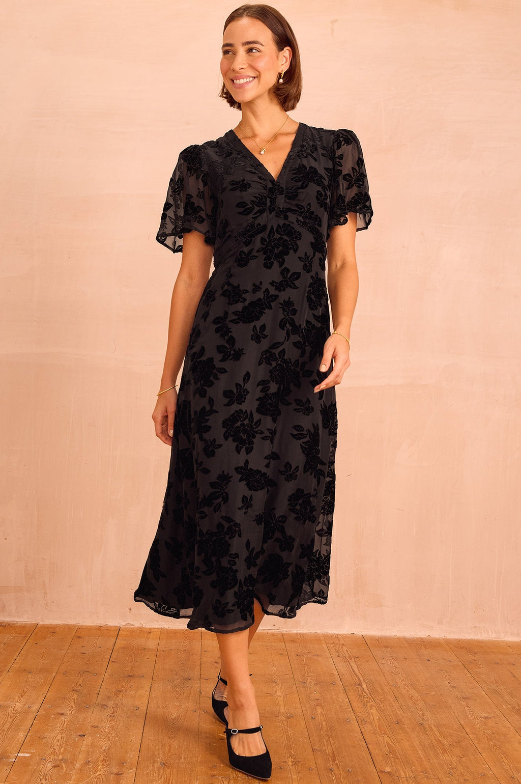 Anais Devore Dress | Black