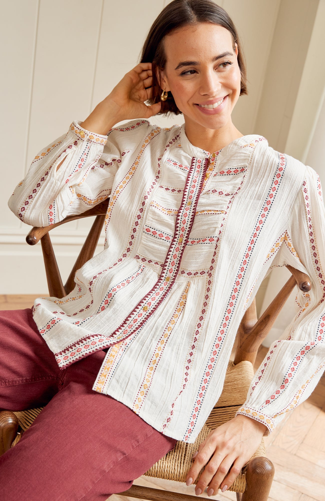 MOLIIN Karena Embroidered Shirt | Cream
