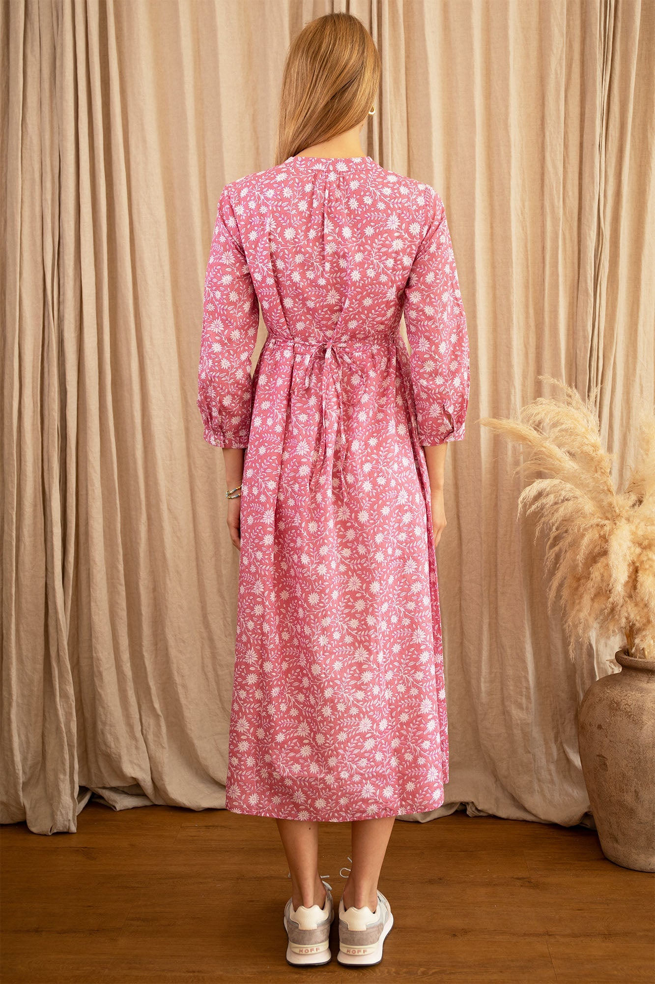 Mara Organic Cotton Dress | Primula Print Pink/White