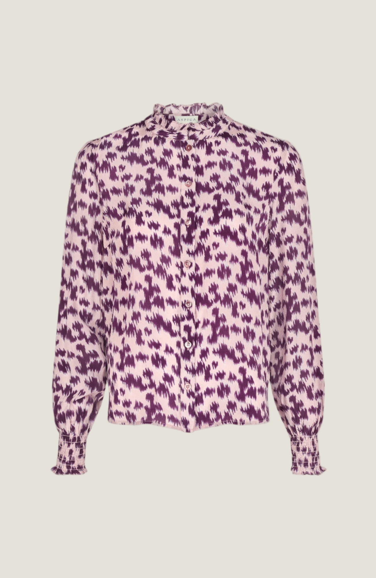 Cosima Viscose Crepe Printed Shirt | Animal Ikat Fig