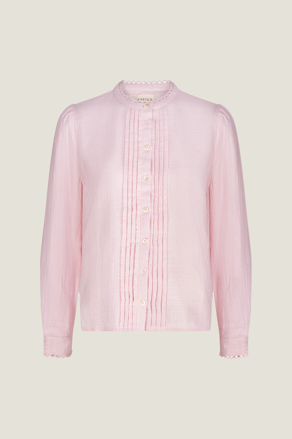 Holly Pin Tuck Organic Cotton Cheesecloth Long Sleeve Blouse | Blush Pink