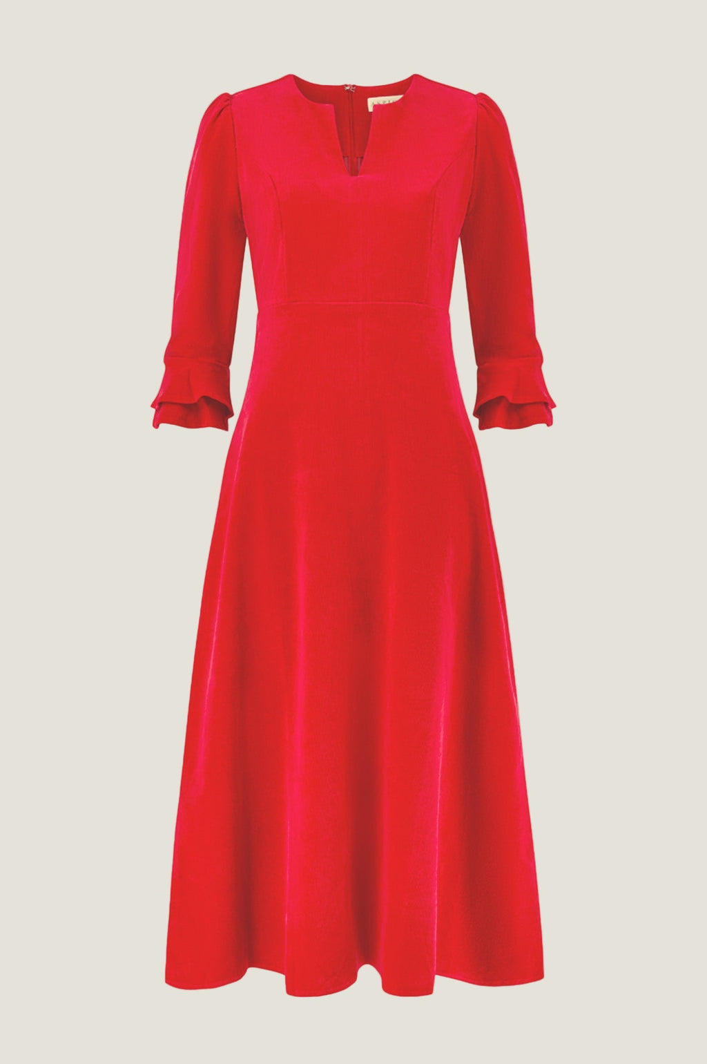 Jocelyn V-Neck 3/4 Sleeve Stretch Corduroy Dress | Red