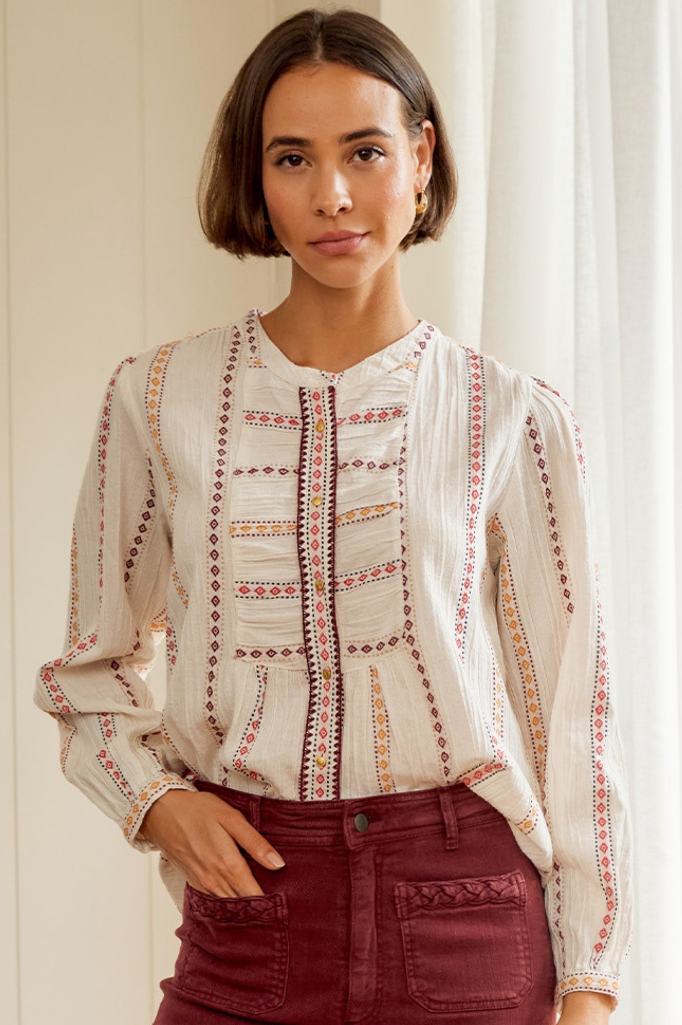 MOLIIN Karena Embroidered Shirt | Cream