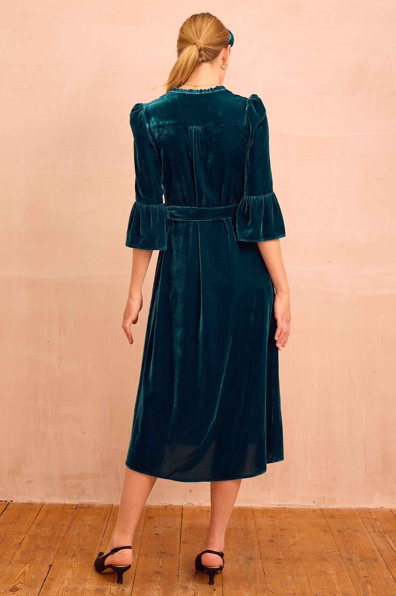 Astrid Velvet Dress | Teal