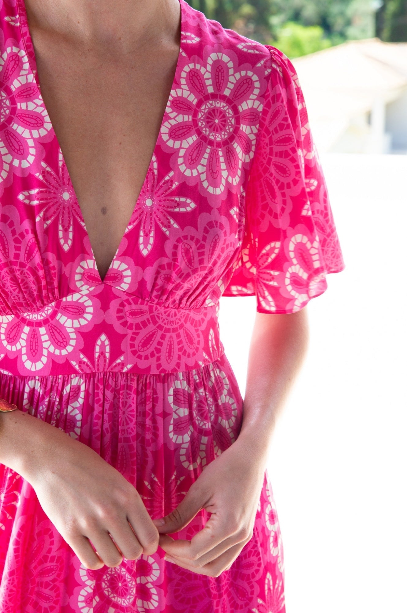 Sylvie EcoVero™ Dress | Lace Floral Pink/White