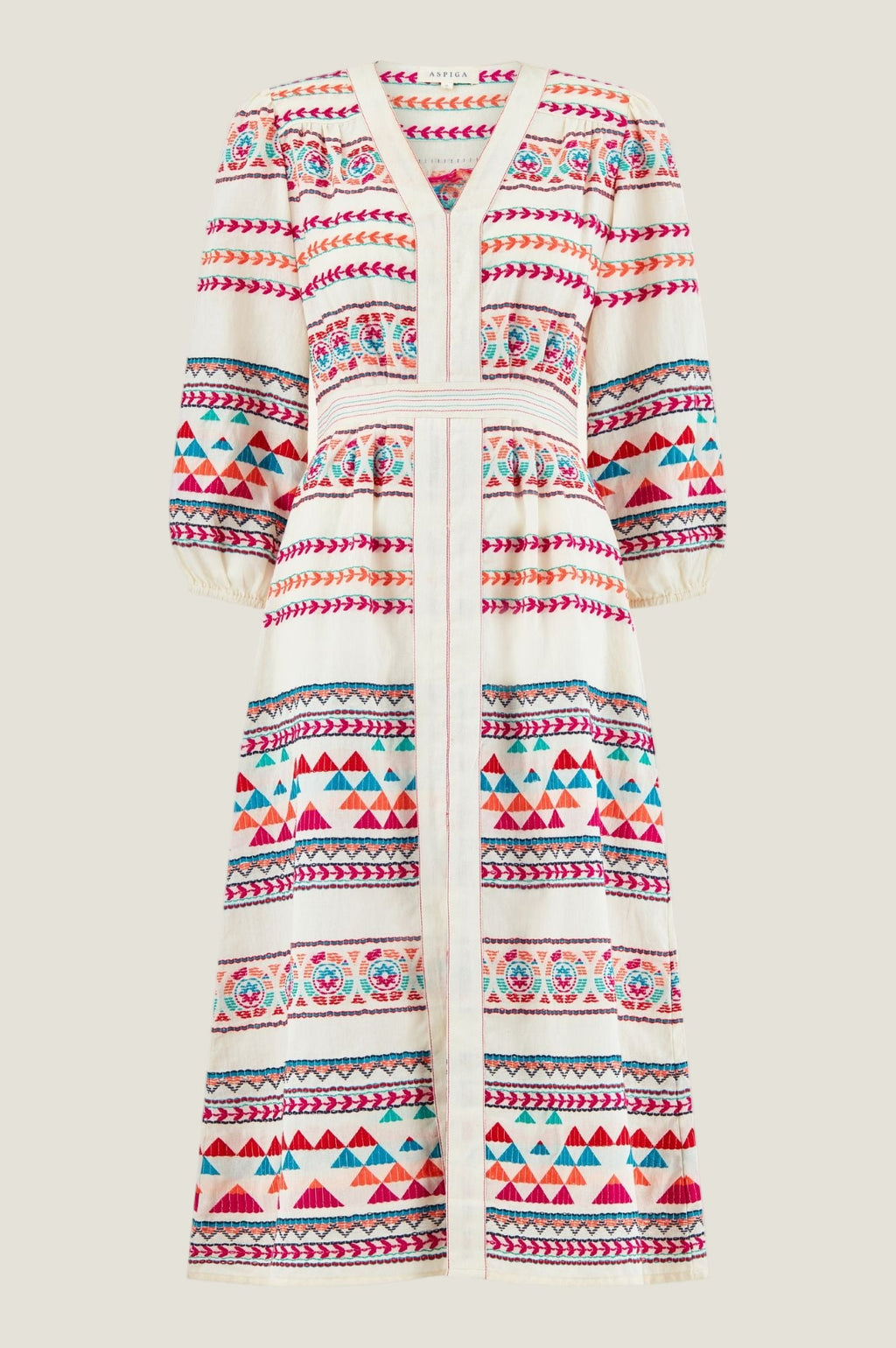 Jamila Jacquard Dress | Ecru/Multi