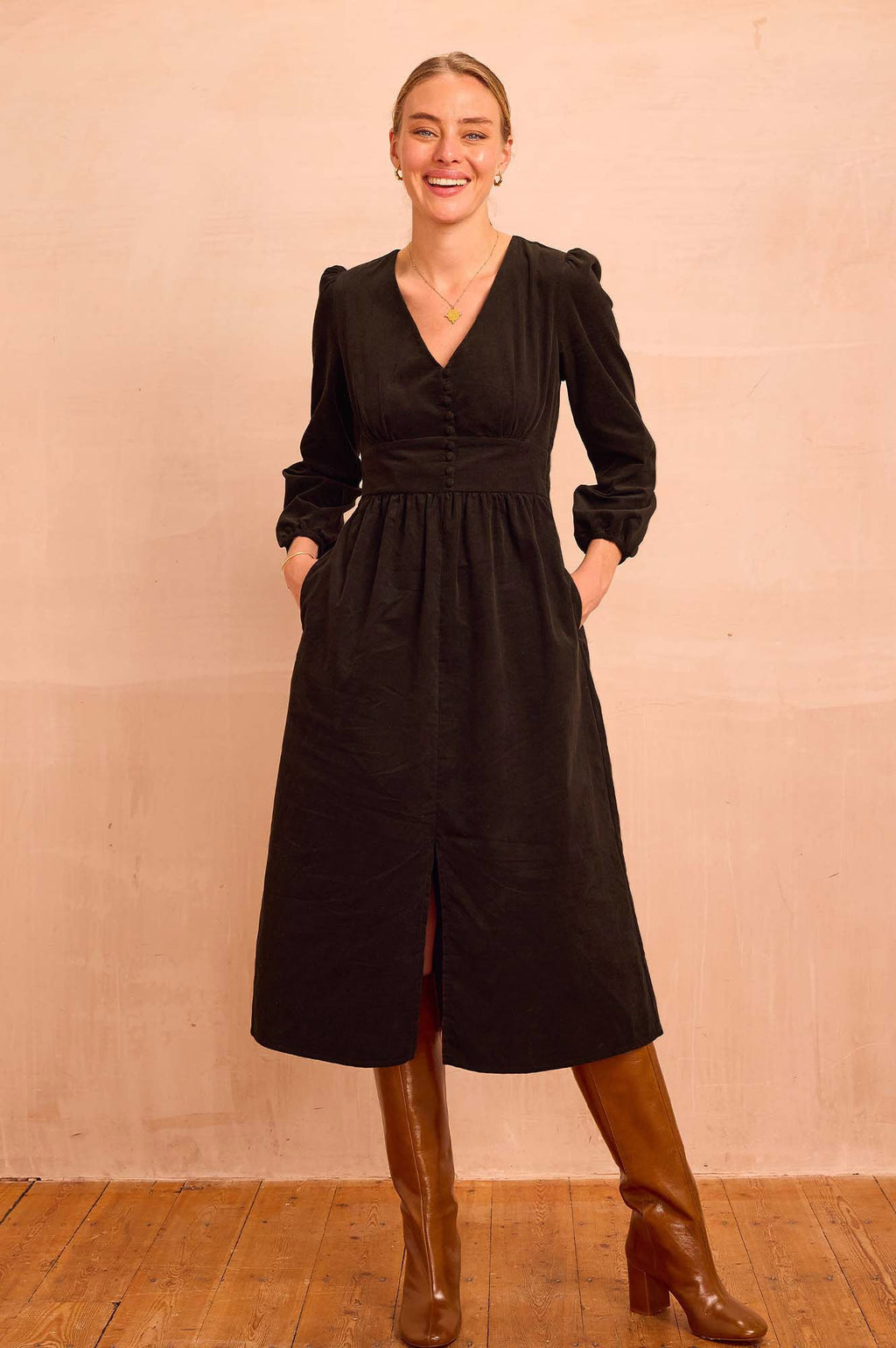 Marianne Corduroy Dress | Chocolate