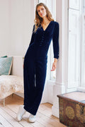 Claudia Velvet Jumpsuit | Navy