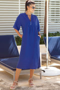 Ithaca Linen Dress | Cobalt