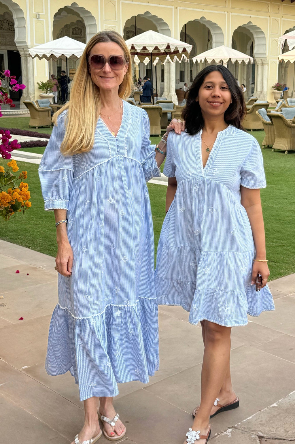 Mindy Cotton Dress | Stripe Blue