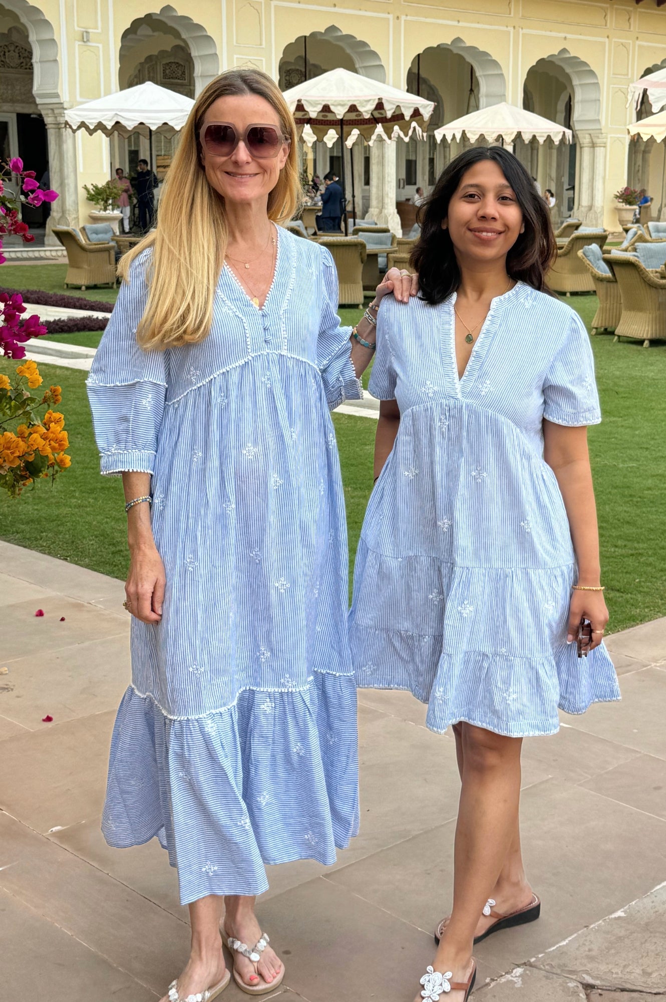 Mindy Cotton Dress | Stripe Blue