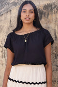 Ilana Frill Organic Cotton Gauze Top | Black
