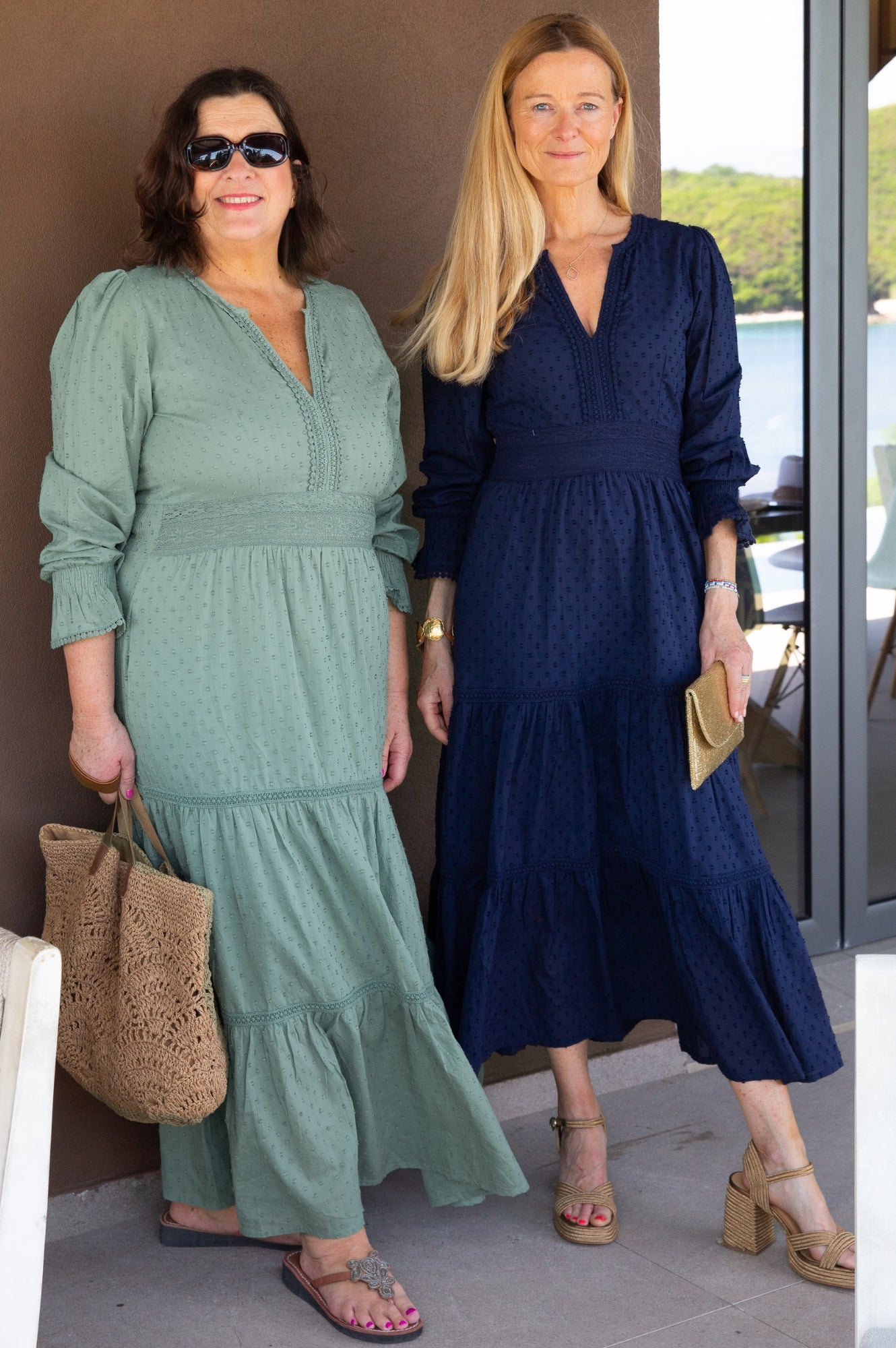Purdie Organic Cotton Dobby Dress | Navy
