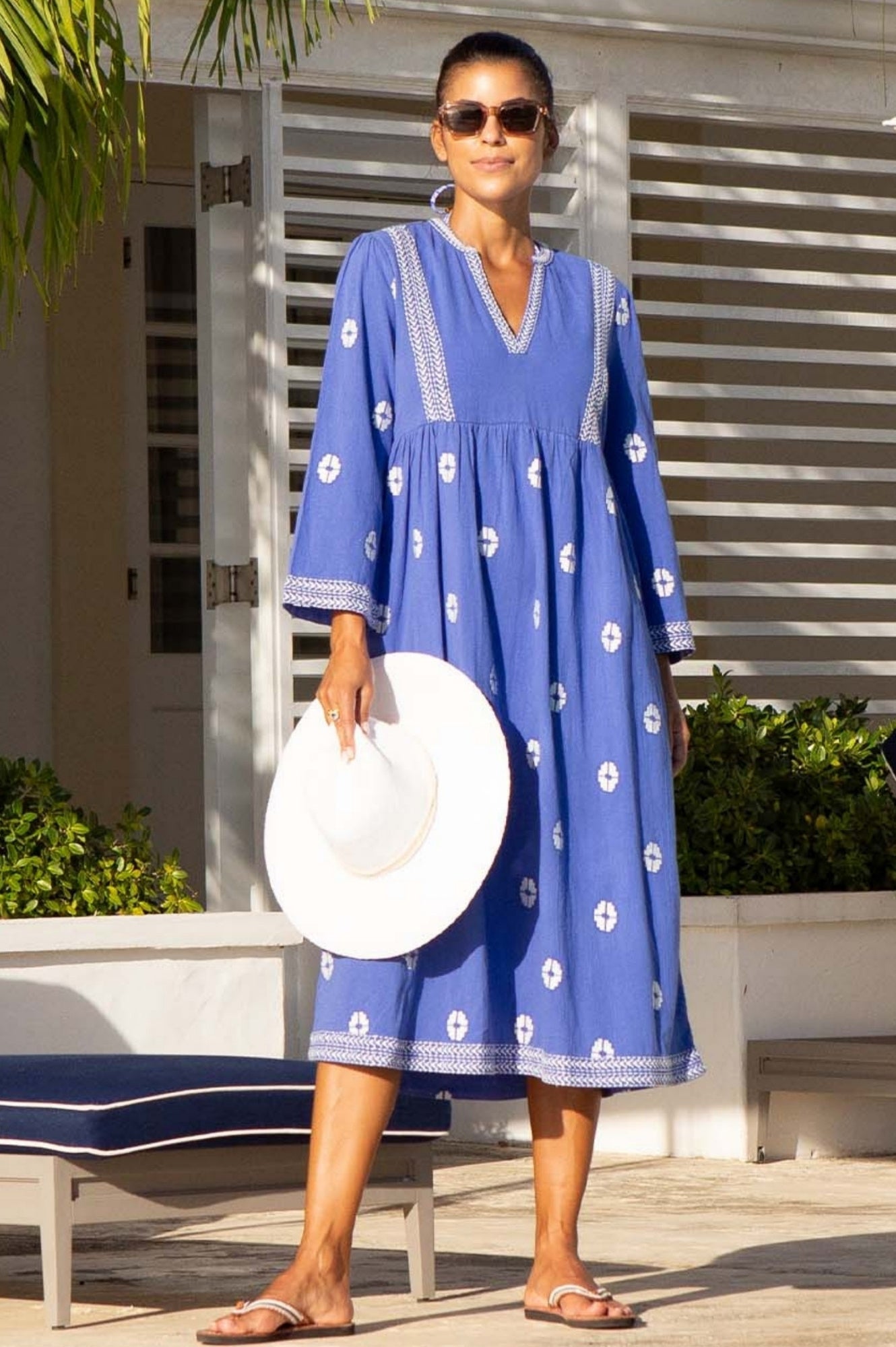 Enola Organic Cotton Dress | Dazzling Blue/White
