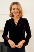 Astrid Velvet V-Neck Top | Aubergine