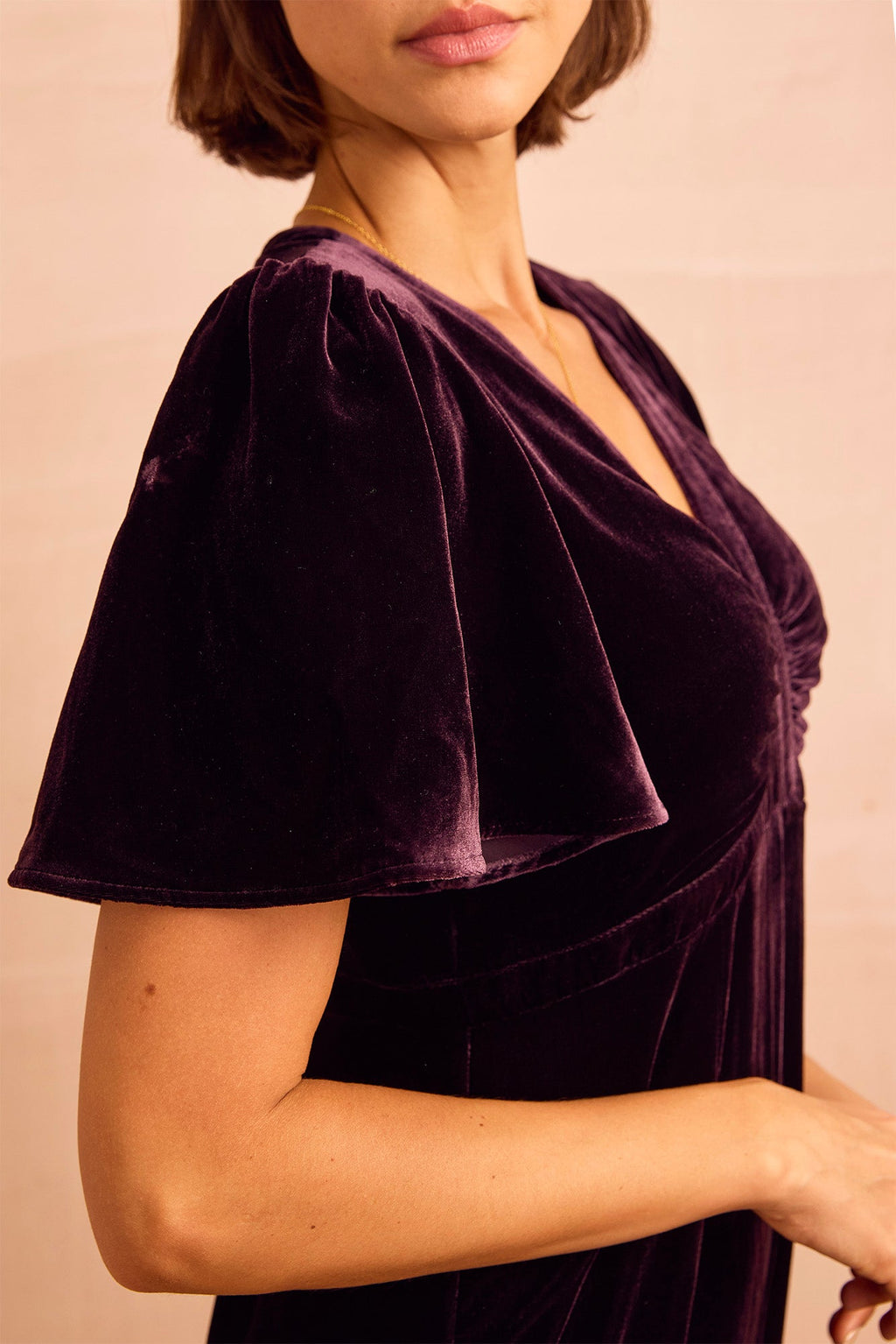 Anais Velvet V-Neck Jumpsuit | Aubergine