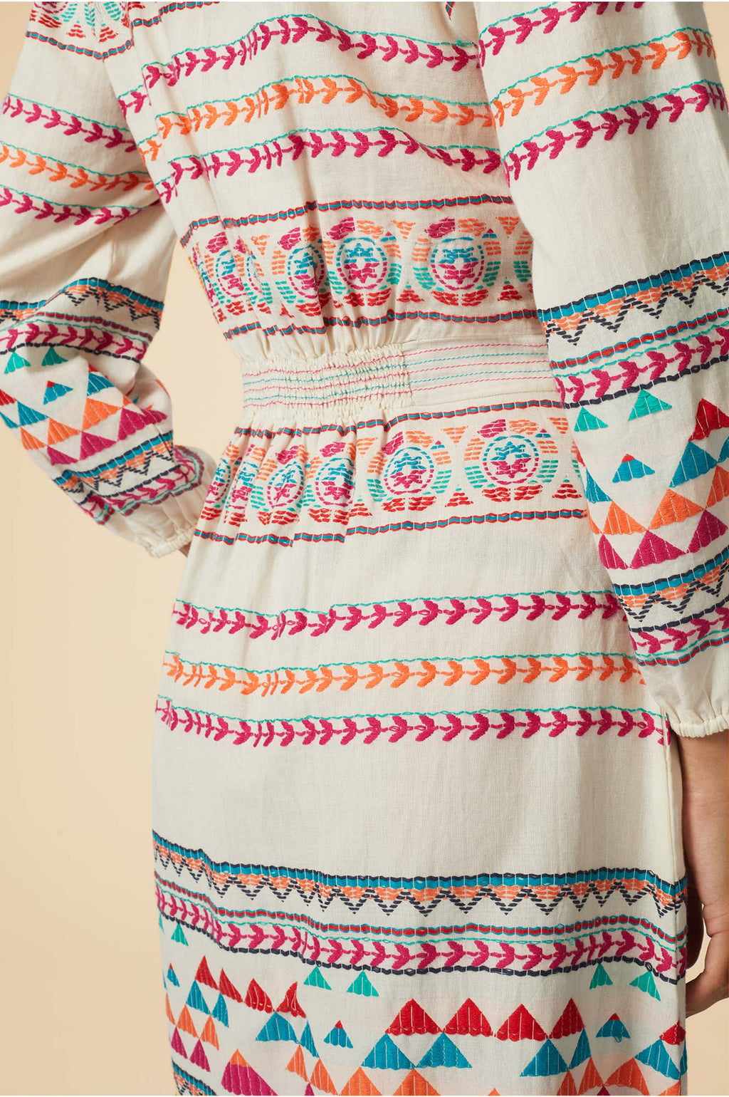 Jamila Jacquard Dress | Ecru/Multi