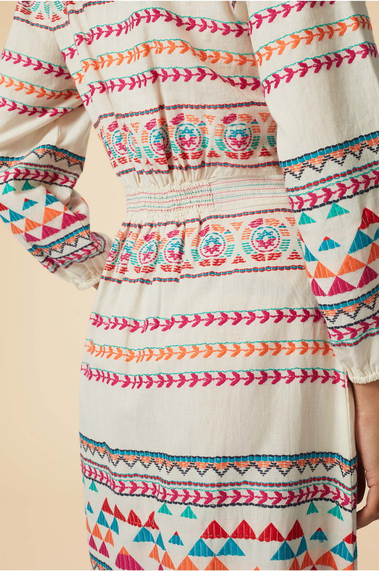 Jamila Jacquard Dress | Ecru/Multi